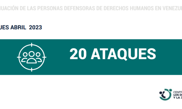 El Centro para los Defensores y la Justicia  registró 20 ataques e incidentes de seguridad durante abril de 2023 en Venezuela