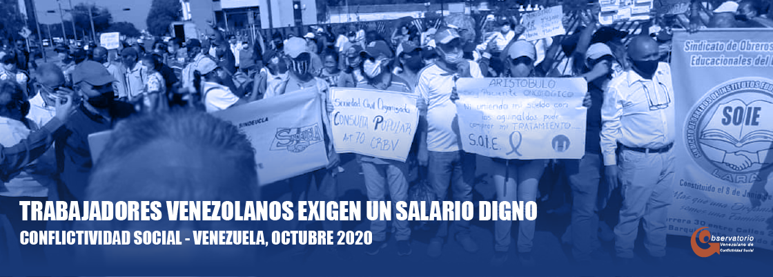 El Observatorio Venezolano de Conflictividad Social registró 1.484 manifestaciones en octubre de 2020, equivalente a 49 diarias