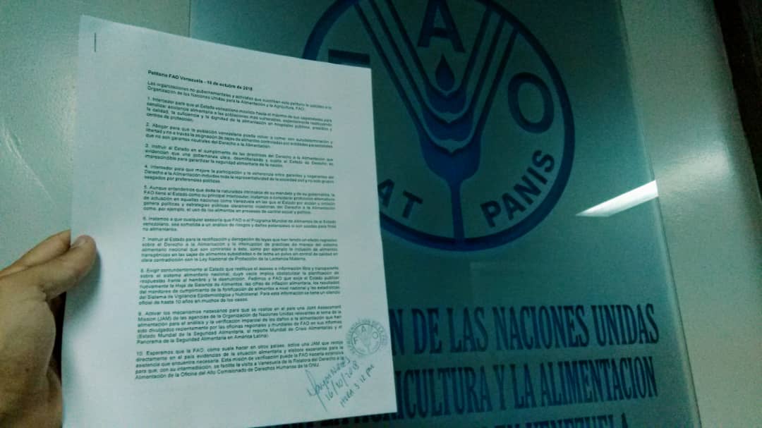 104 organizaciones solicitan a la FAO interpelar al Estado venezolano