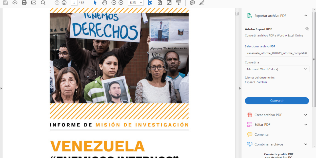 Informe: Venezuela «enemigos internos»